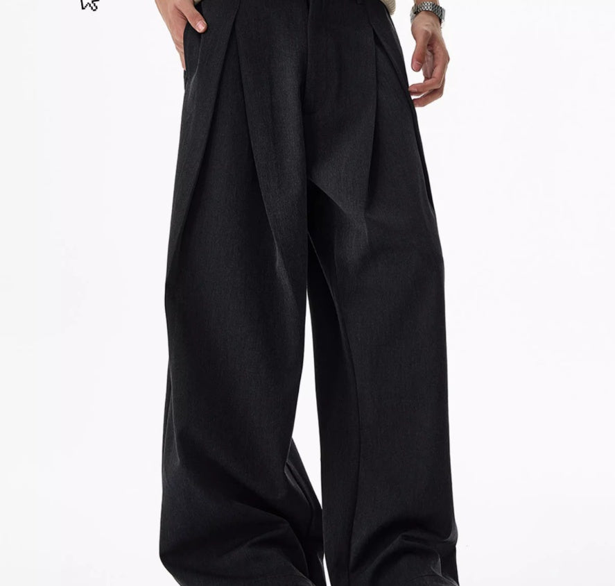 Design Sense Double Pleated Profile Suit Pants Men Gym Abyssal Gear