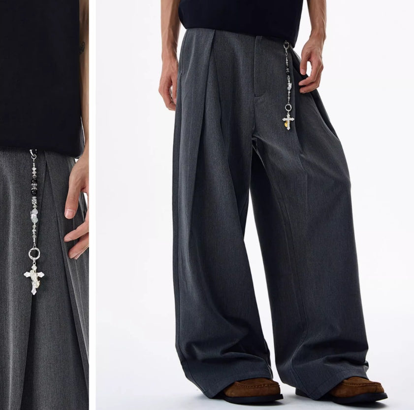 Design Sense Double Pleated Profile Suit Pants Men Gym Abyssal Gear