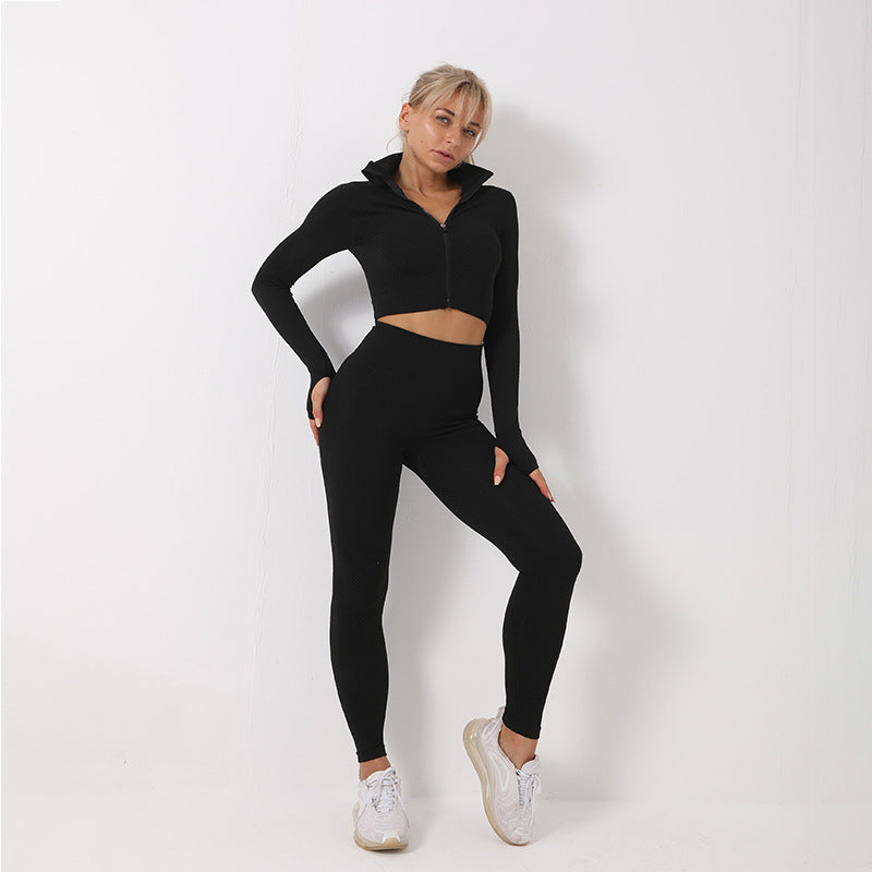3-Piece Seamless Yoga Set – Crop Top, Bra & Leggings | Abyssal Gear