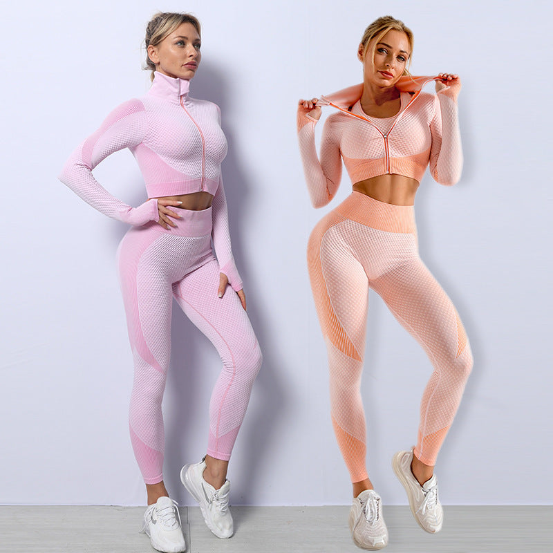 3-Piece Seamless Yoga Set – Crop Top, Bra & Leggings | Abyssal Gear
