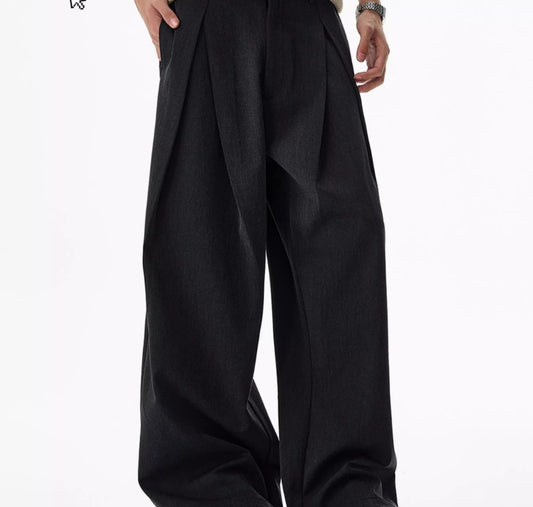 Design Sense Double Pleated Profile Suit Pants Men Gym Abyssal Gear