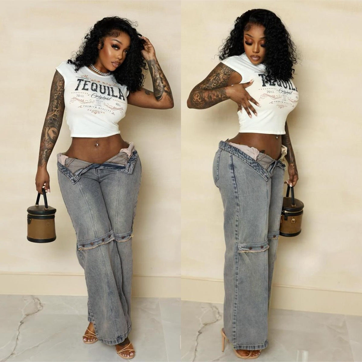 Abyssal Gear Women's Baggy Wide Leg Denim Jeans Casual Streetwear