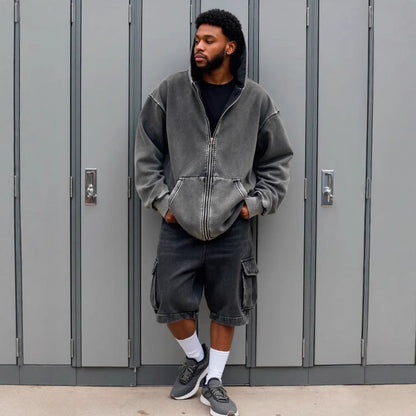 Abyssal Gear Gray Loose Comfortable Hoodie Casual Streetwear