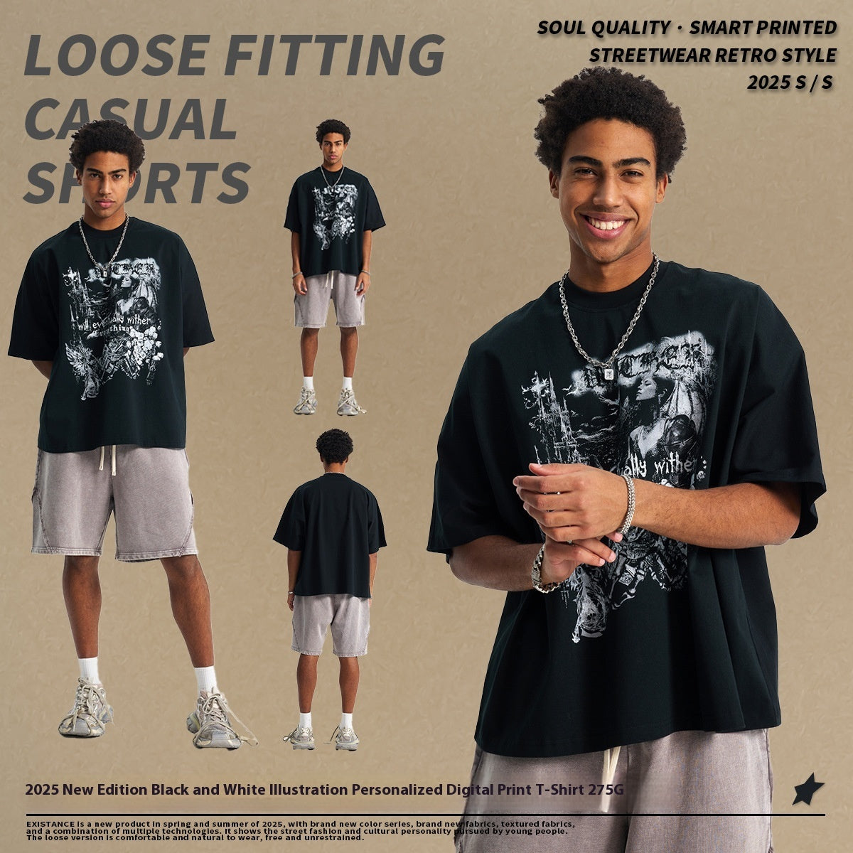 Abyssal Gear Black & White Wither Casual Men's T-shirt