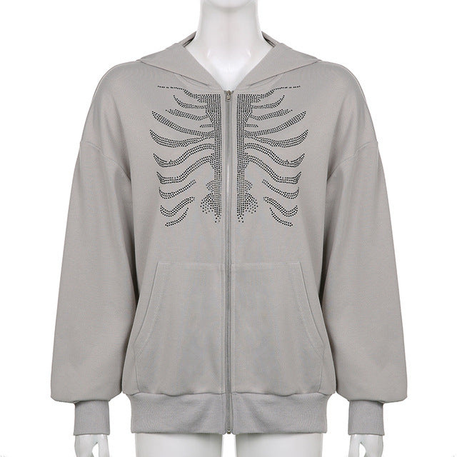 Abyssal Gear Skeleton Zip-up Jacket Casual Streetwear