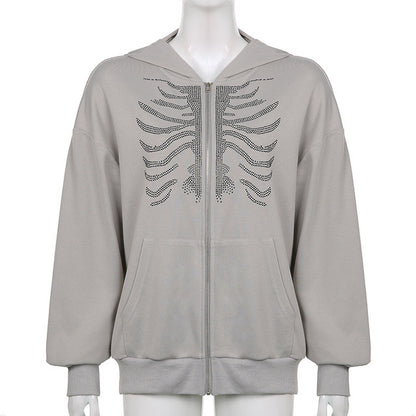 Abyssal Gear Skeleton Zip-up Jacket Casual Streetwear