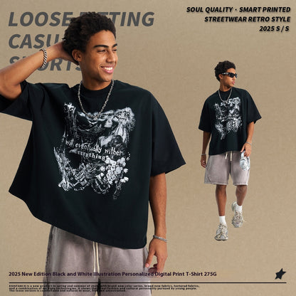 Abyssal Gear Black & White Wither Casual Men's T-shirt