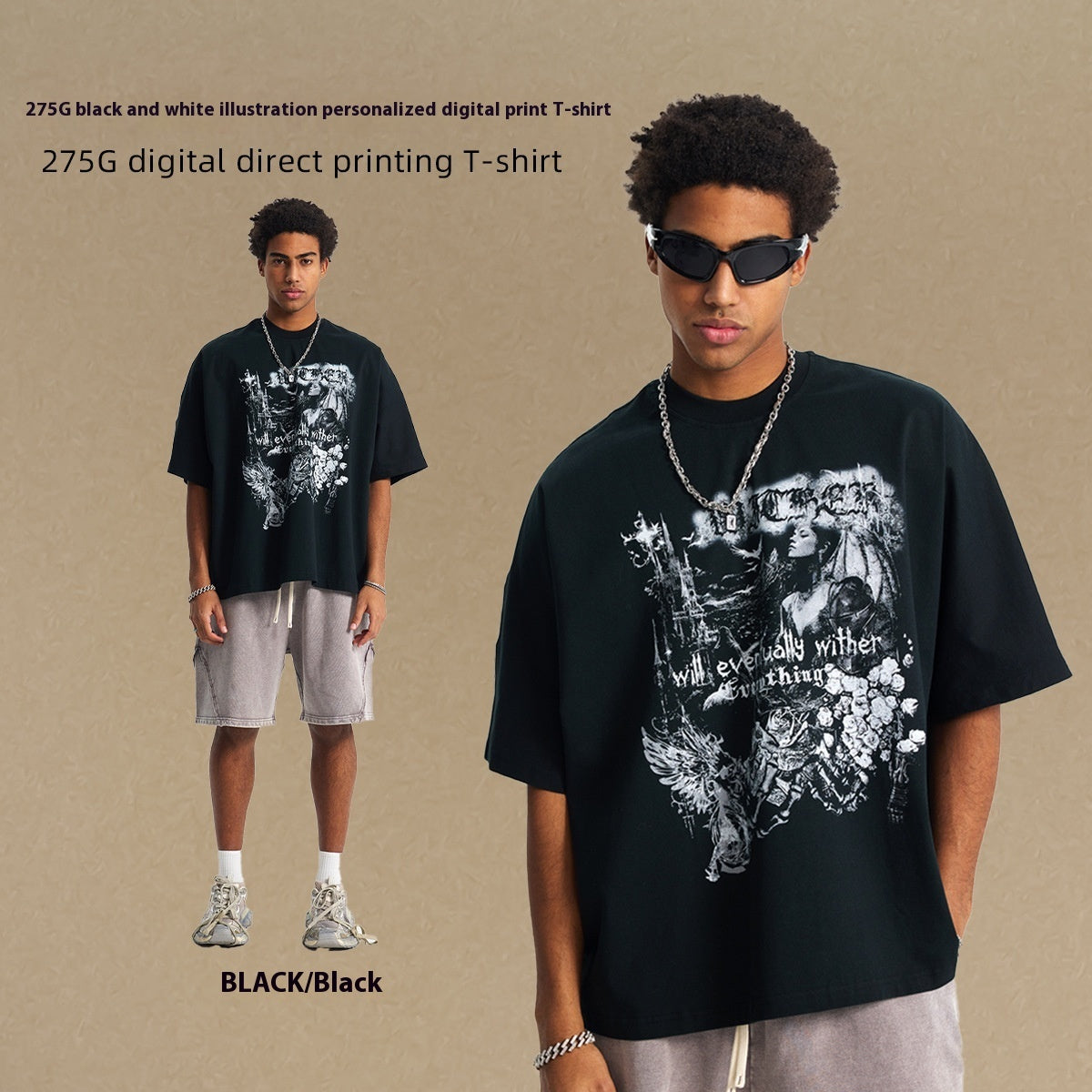 Abyssal Gear Black & White Wither Casual Men's T-shirt