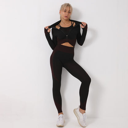 3-Piece Seamless Yoga Set – Crop Top, Bra & Leggings | Abyssal Gear