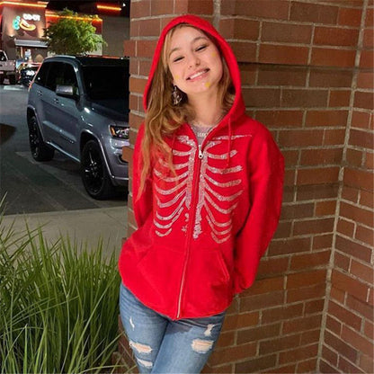 Abyssal Gear Skeleton Zip-up Jacket Casual Streetwear