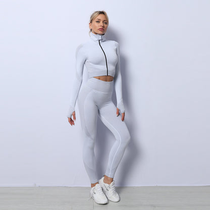3-Piece Seamless Yoga Set – Crop Top, Bra & Leggings | Abyssal Gear
