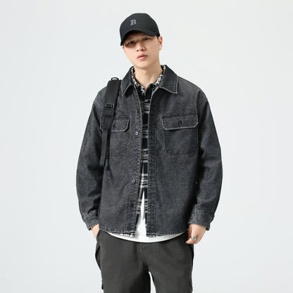 Abyssal Gear Men's Multi-pocket Loose Solid Color Button down Shirt