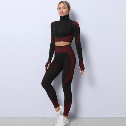 3-Piece Seamless Yoga Set – Crop Top, Bra & Leggings | Abyssal Gear